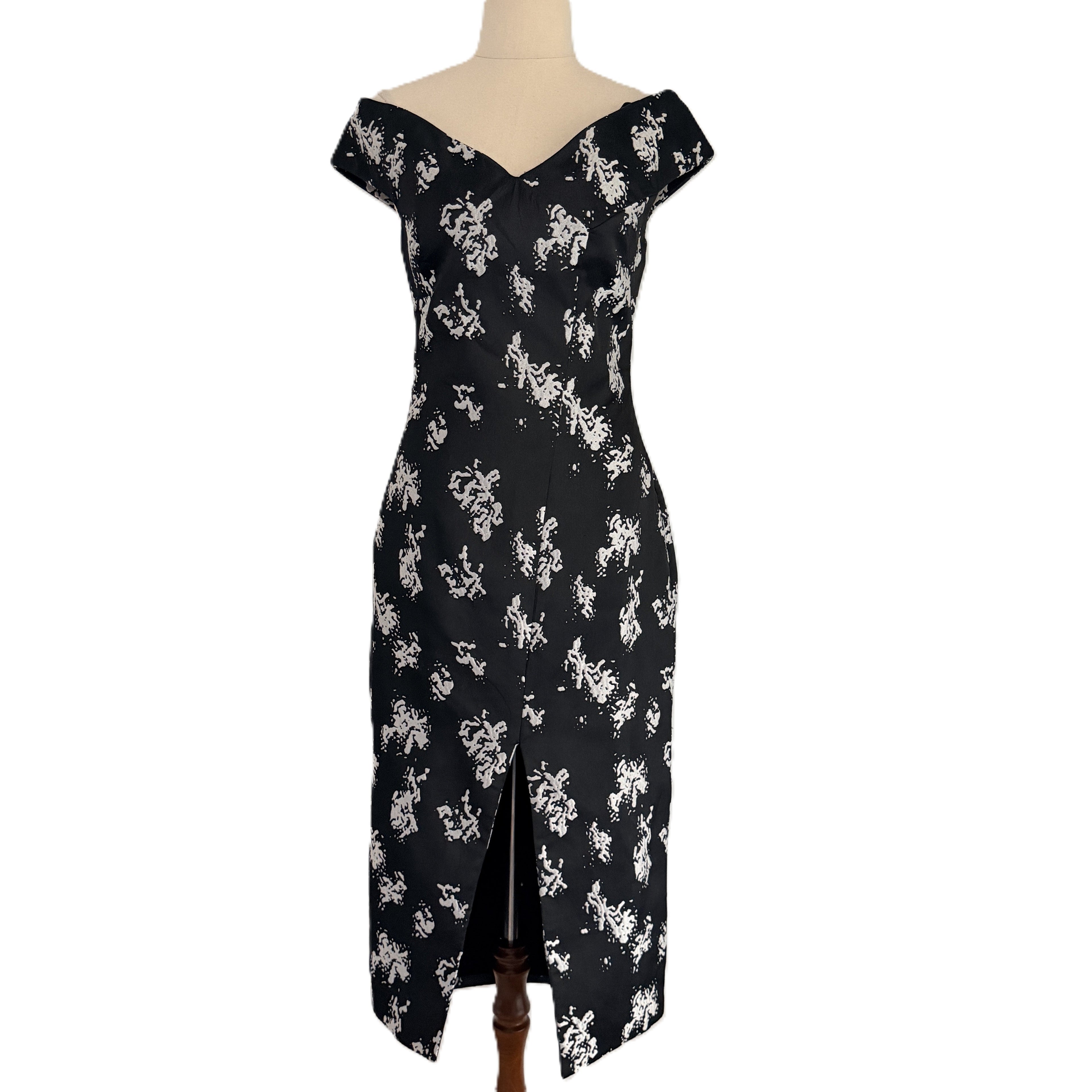 Sheike Black Floral Polka Dot Ruffle Wrap Dress Size 8 - Image 23