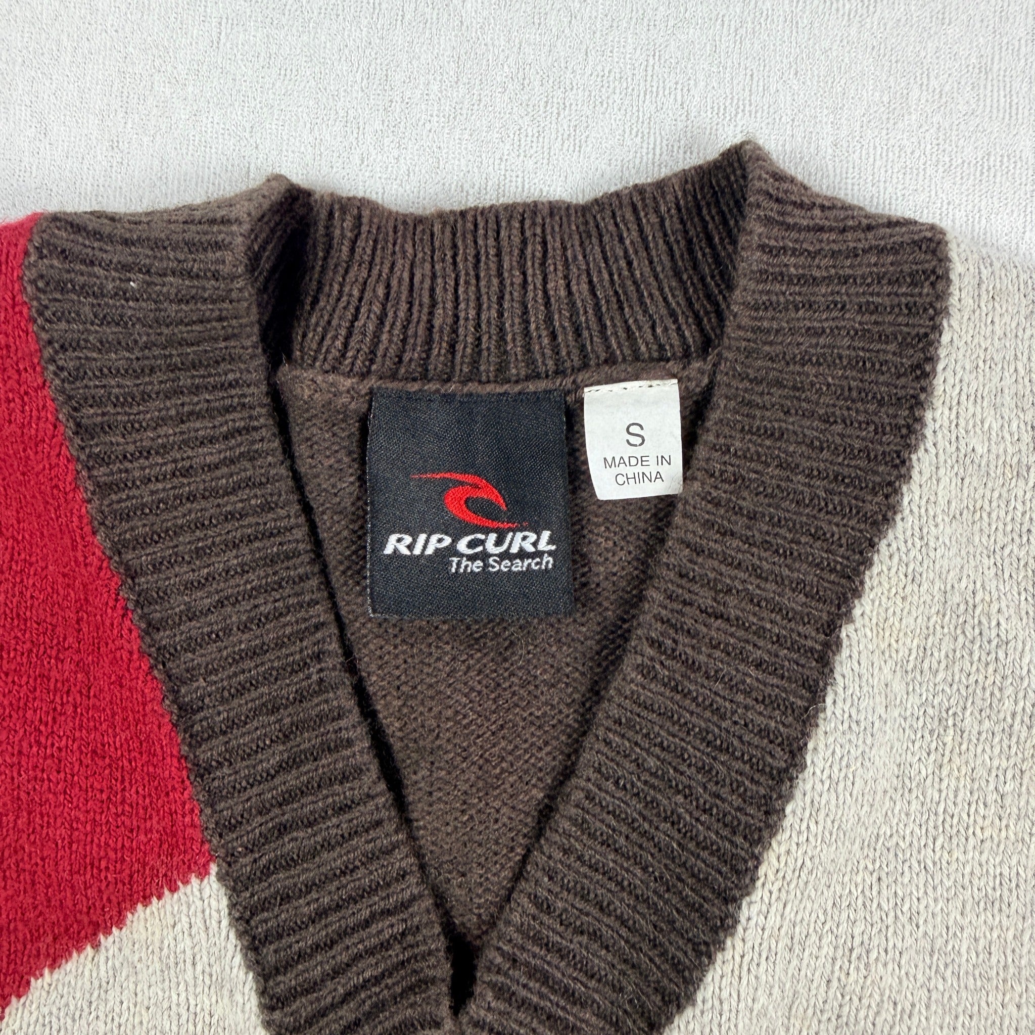 Rip Curl The Search Argyle Knit Vest - Vintage 90s Brown Red - Image 3