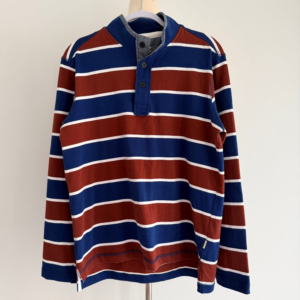 J.C. Lanyon Blue Red White Striped 100% Cotton Rugby Henley Shirt Size S Casual - Image 1