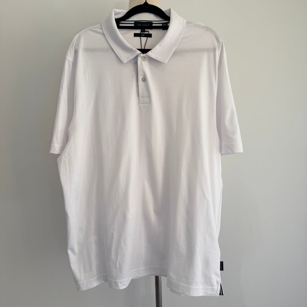 Ted Baker Zeiter Polo Shirt White Cotton Slim Fit Size 6 2XL Smart Casual BNWT - Image 1