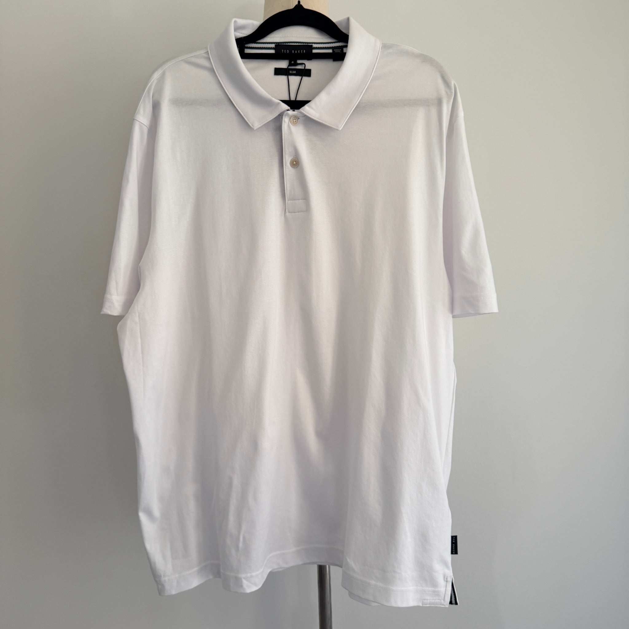 Ted Baker Zeiter Polo Shirt White Cotton Slim Fit Size 6 2XL Smart Casual BNWT - Image 1