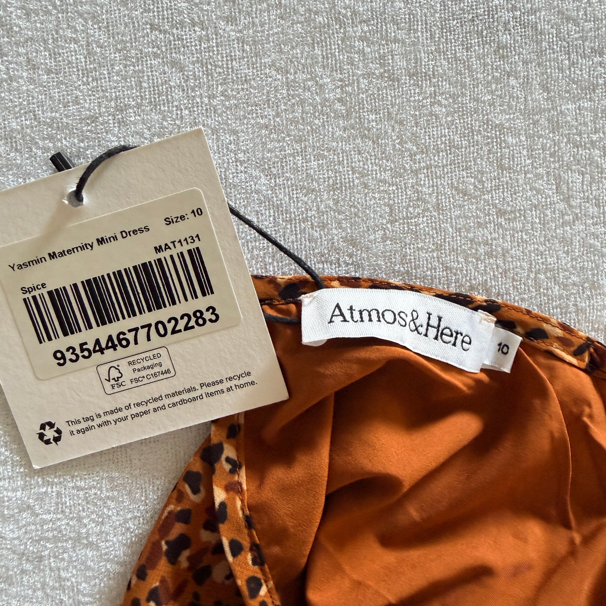Atmos&Here Yasmin Spice Leopard Print Polyester Maternity Mini Dress Sz 10 BNWT - Image 5