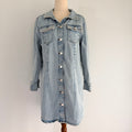 Dannii Minogue Petites Blue Cotton Denim Shirt Dress Size 10P Button Up Casual - Image 1