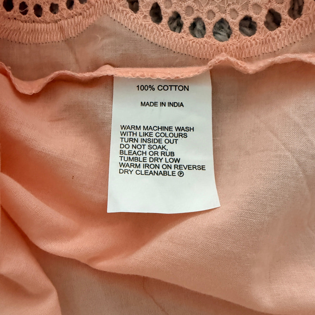 Established Peach Cotton Eyelet Lace Tunic Top Size 14 BNWT Boho Casual - Image 5