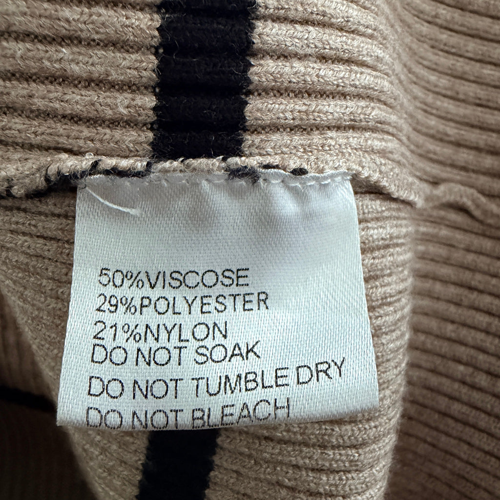 Feather + Noise Beige Stripe Ribbed Knit Jumper Sweater S/M Viscose Casual - Image 5