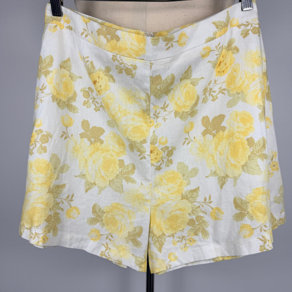 Dotti Yellow Floral Linen Blend Shorts - Size 12 - Image 1