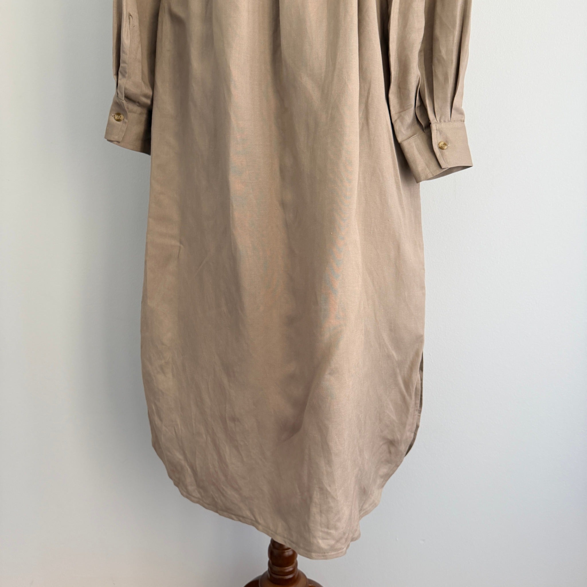 by WILLA Tan Long Sleeve Shirt Dress Belted Midi Size 8 Workwear BNWT - Image 6