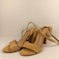 Robert Robert Tan Suede Ankle Wrap Block Heel Sandals Size 39 - Image 1