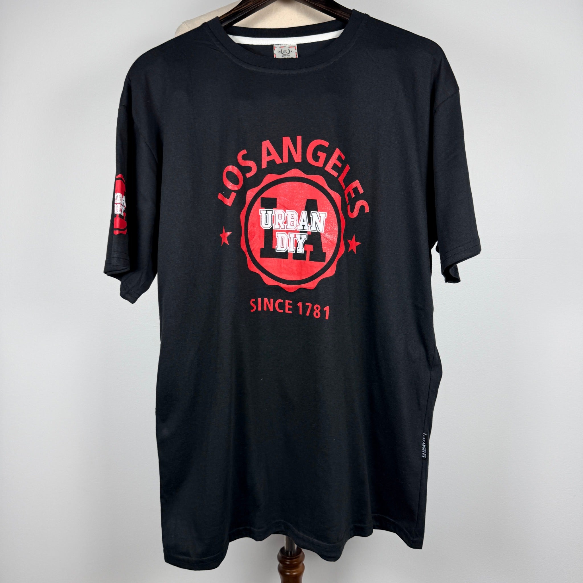 Los Angeles Urban DIY Black Poly Cotton Graphic T-Shirt Size 2XL Streetwear - Image 1