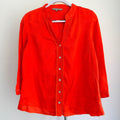 Yarra Trail Orange 100% Linen Button Up Shirt Size 10 Crochet Trim Casual - Image 1