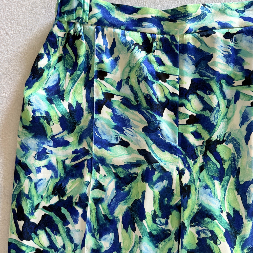 Basque Sz 14 Blue Green Abstract Print Recycled Wide Leg Pants Resort - Image 6