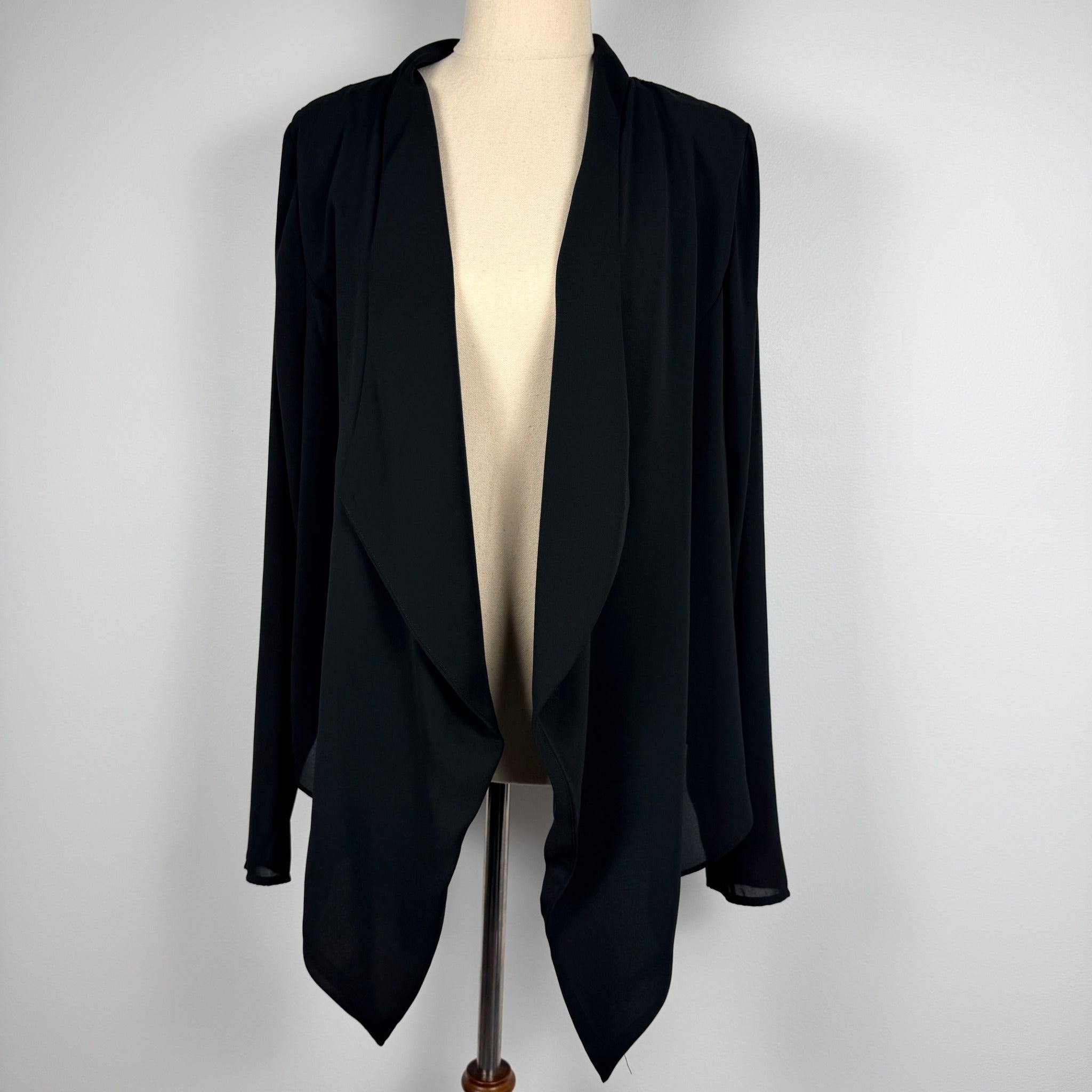 City Chic Black Polyester Chiffon Cardigan Size XS Waterfall Open Front Evening - Image 1