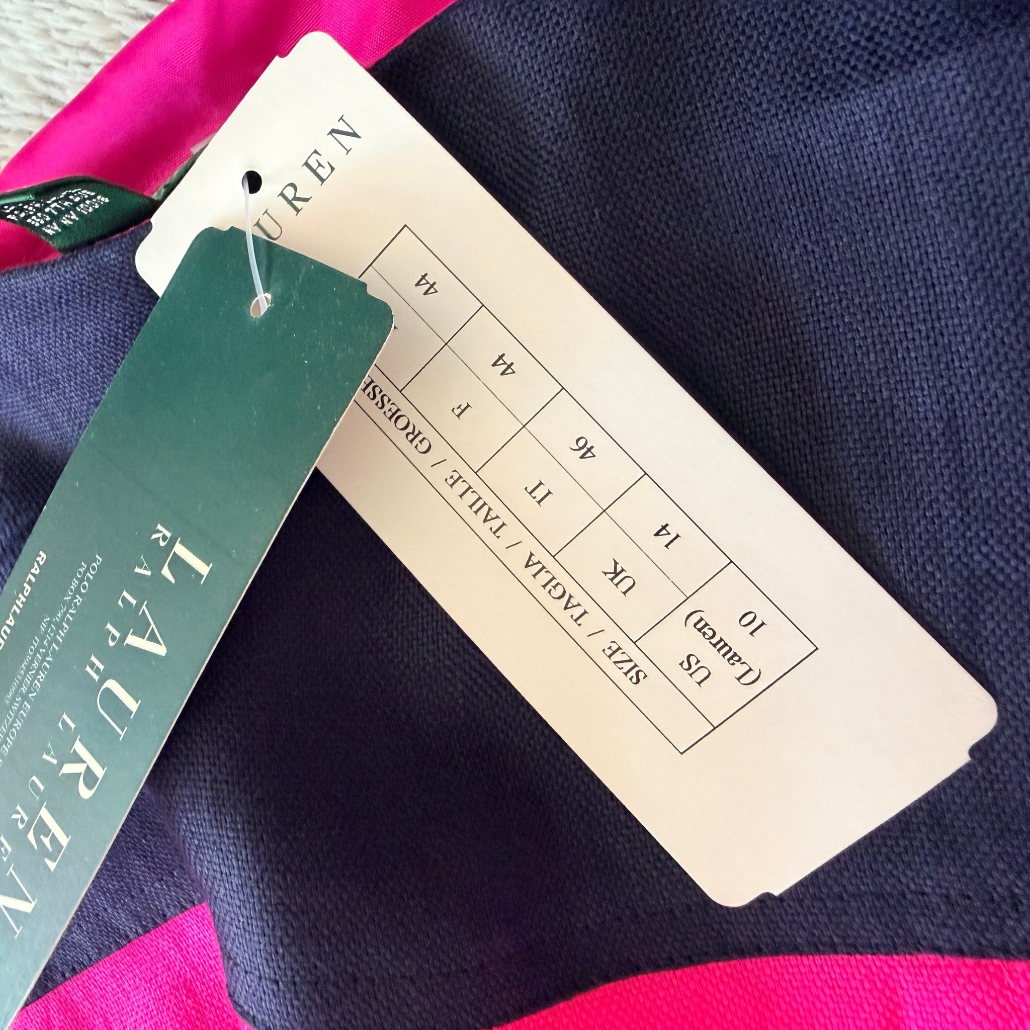 Lauren Ralph Lauren Colourblock Linen Dress Navy Pink Size 10 - Image 17