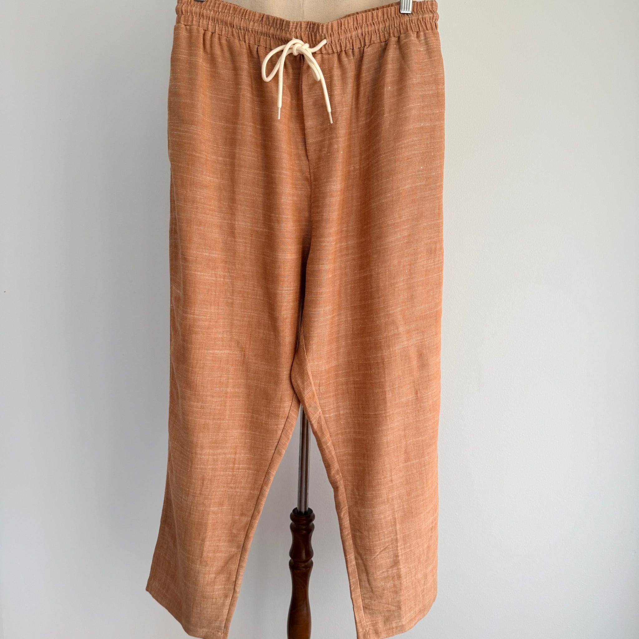 Vine Apparel Brown Cotton Linen Blend Drawstring Joggers Size 14 Casual - Image 12