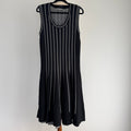 Feathers Womens Black White Striped Knit Sleeveless Fit Flare Dress Size L - Image 1