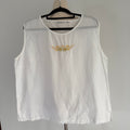 Spring Breeze White Linen Sleeveless Top Sz XXXL Floral Embroidered Summer - Image 1