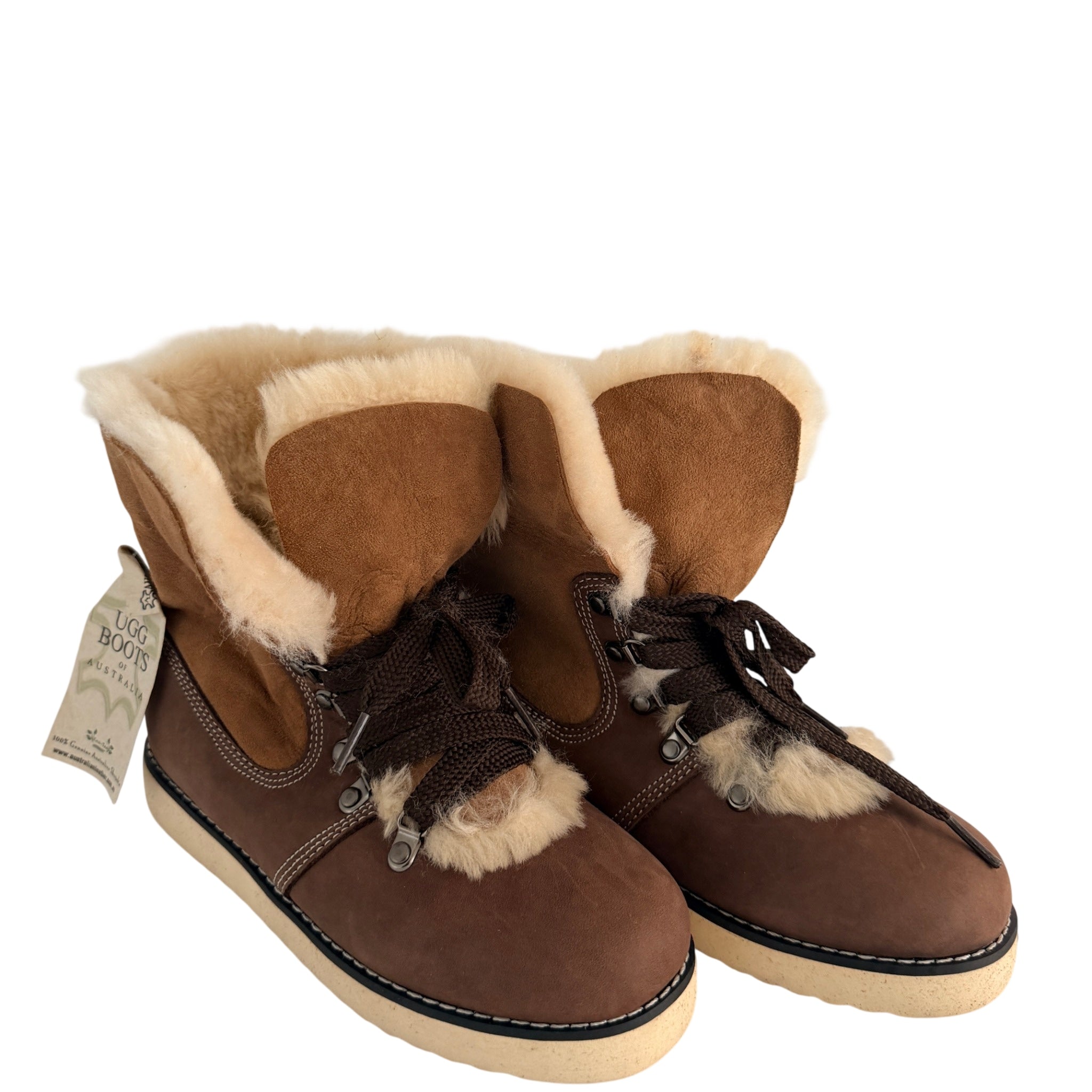 Ugg Boots Of Australia Lace-Up Boots Genuine Sheepskin Lined Brown Suede EU 36 - Image 1