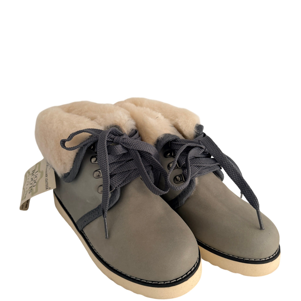 UGG Boots of Australia Lace-Up Ankle Boots - Genuine Sheepskin Shearling Lined Grey - Image 2