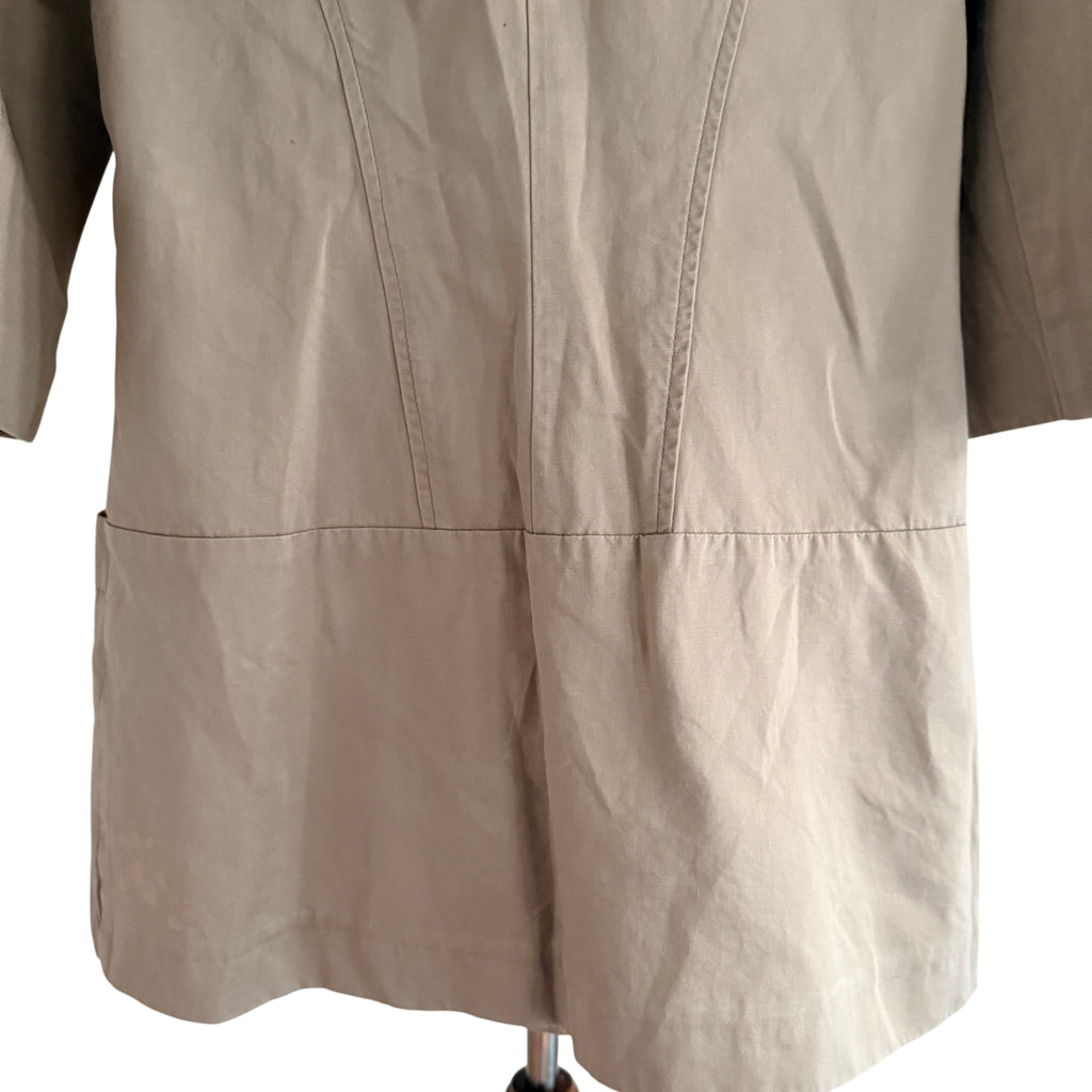 Cue Short Trench Coat  Size 10 Beige Cotton Linen Double Breasted Made Australia - Image 3