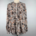 Witchery Beige Floral Print Viscose Blouse Size 6 Button Down Long Sleeve Boho - Image 1