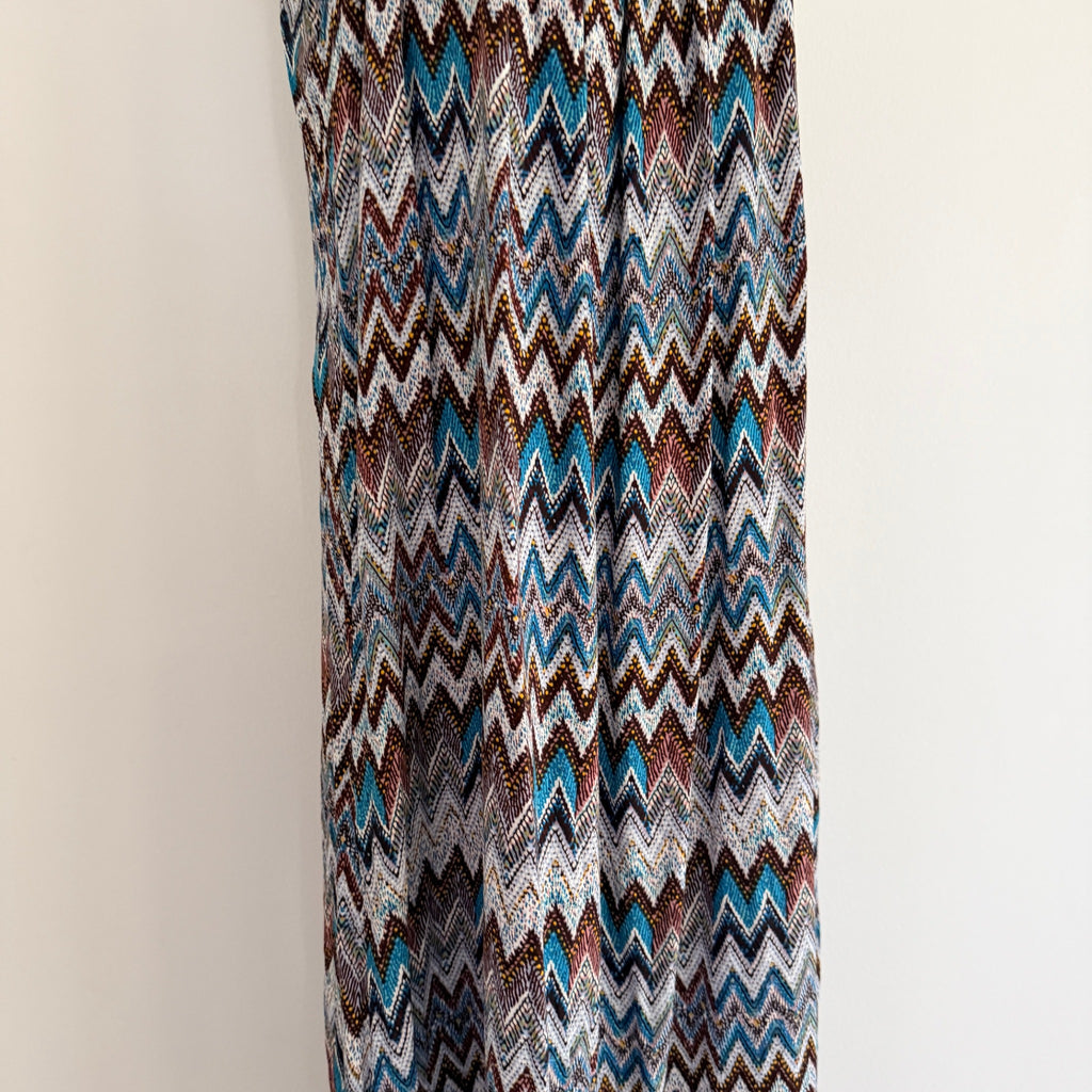 Caroline Morgan Multi Blue Chevron Print Maxi Dress With Gold Hardware - Image 15