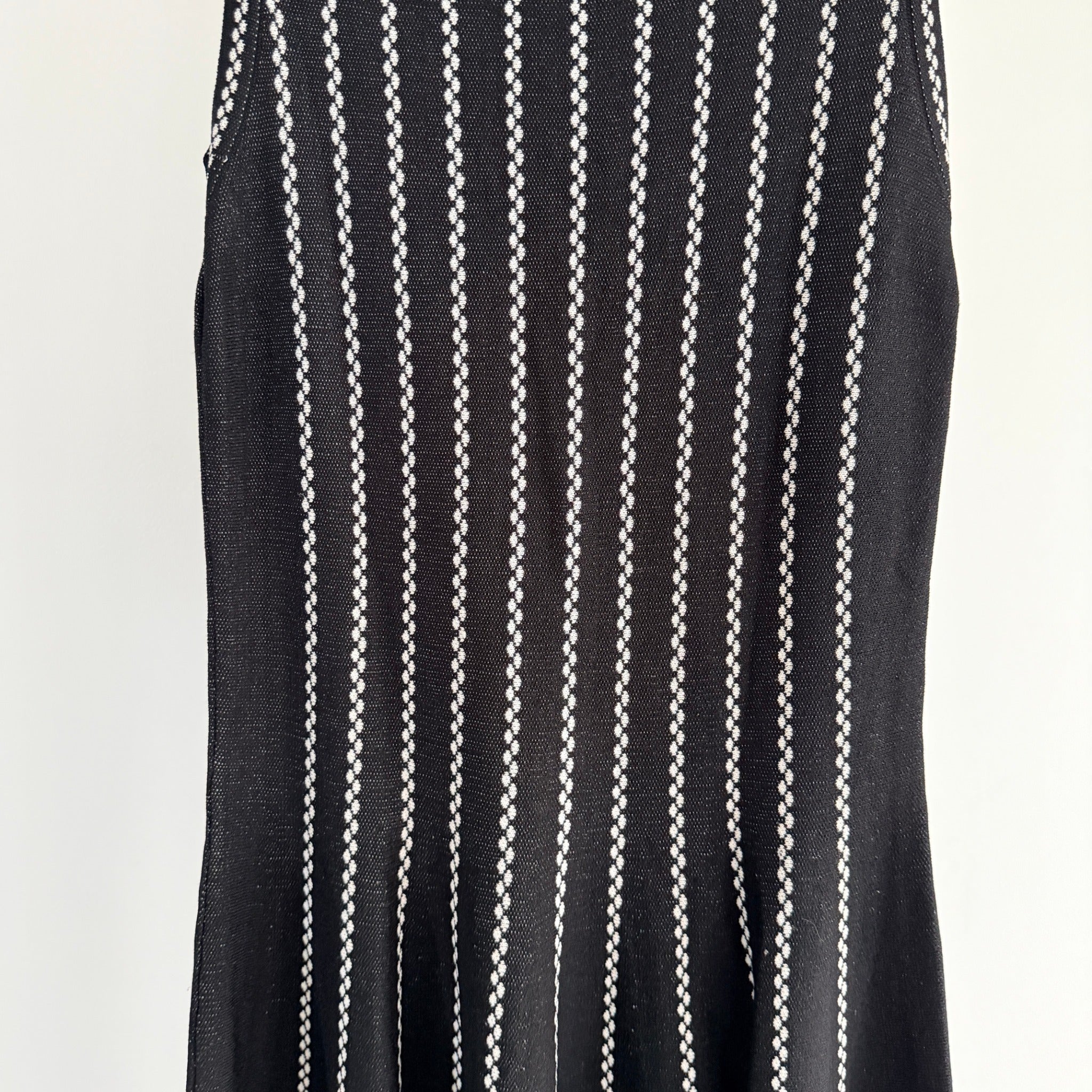 Feathers Womens Black White Striped Knit Sleeveless Fit Flare Dress Size L - Image 8