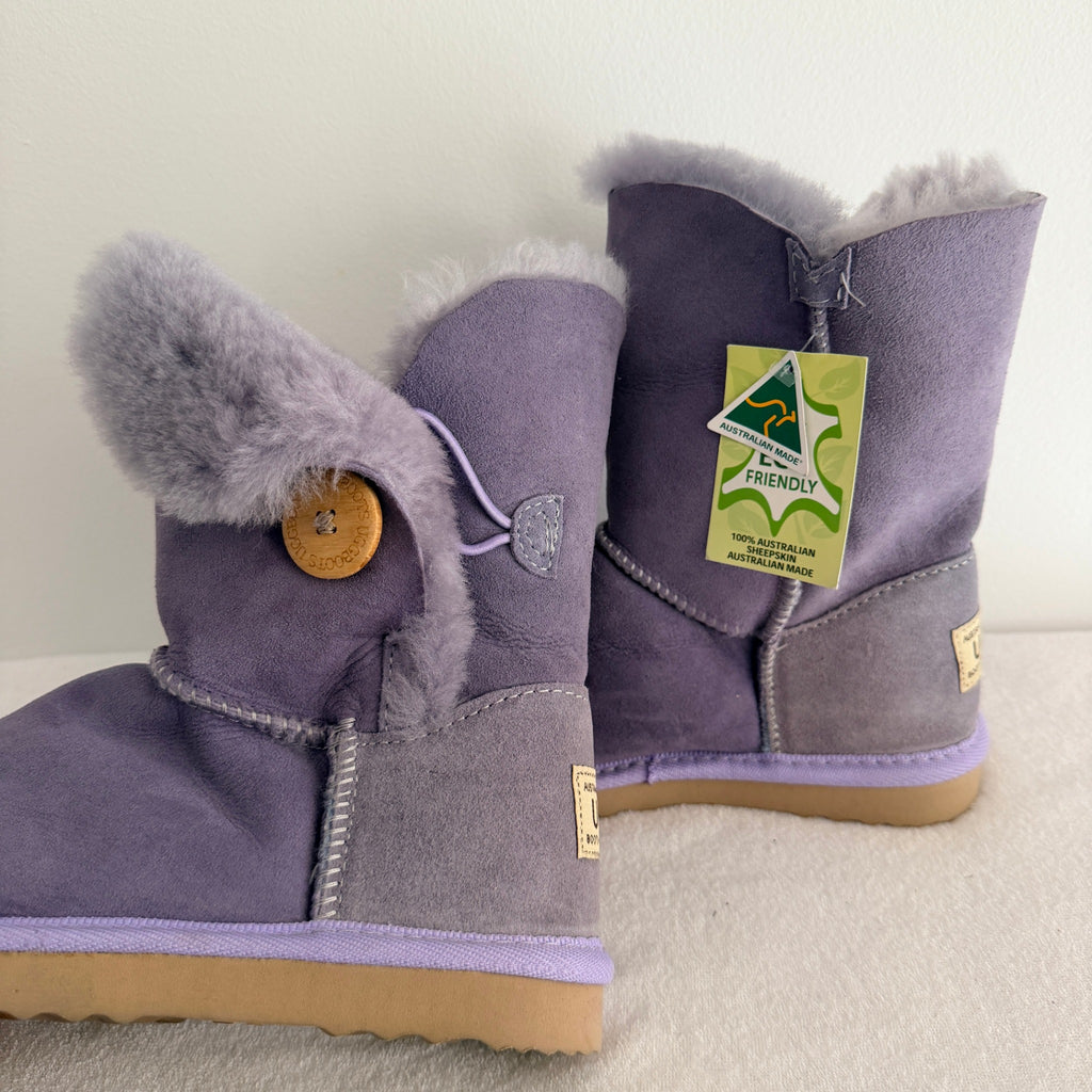 UGG Boots of Australia Sheepskin Button Boots - Vibrant Purple Suede Comfort Sz 4 - Image 5