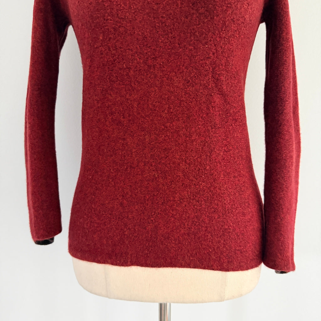 Elk The Label Womens Burgundy Merino Wool Blend Jumper Size M Crew Neck Casual - Image 13