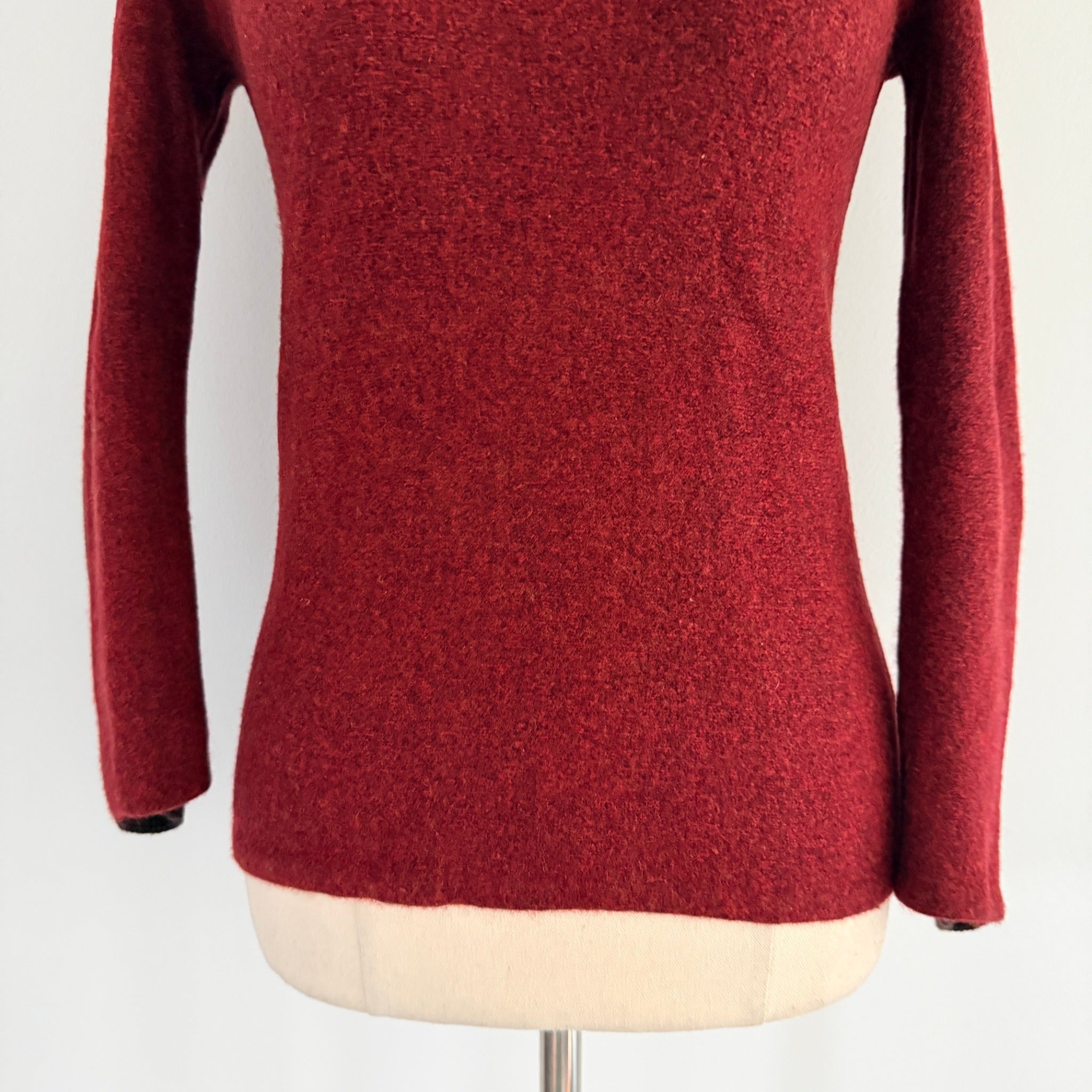 Elk The Label Womens Burgundy Merino Wool Blend Jumper Size M Crew Neck Casual - Image 13