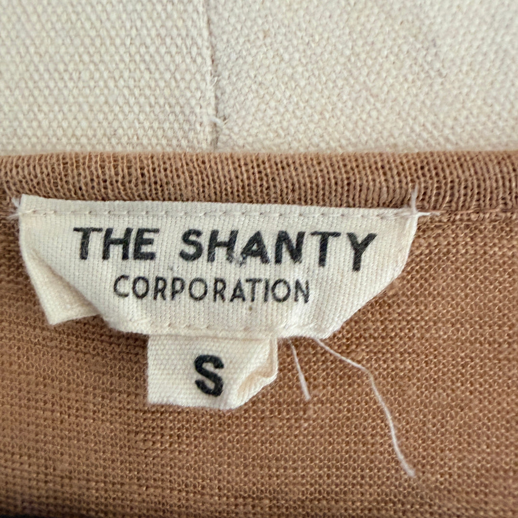 The Shanty Corporation Linen Top Tan V-Neck Relaxed Fit Size S Summer Casual - Image 4