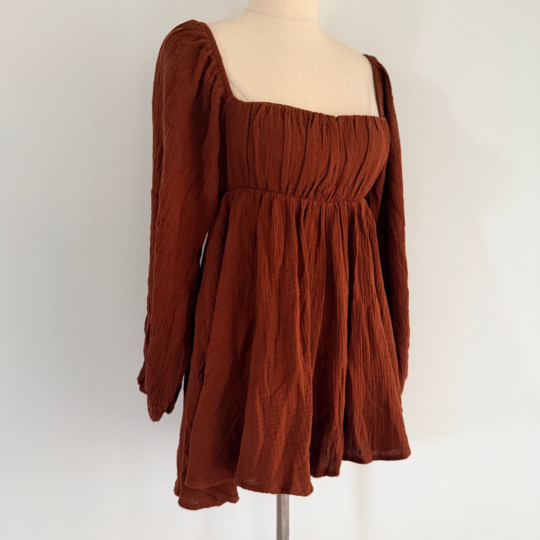 Princess Polly Rust Brown Cotton Gauze Long Sleeve Romper Size 6 Boho BNWT - Image 10