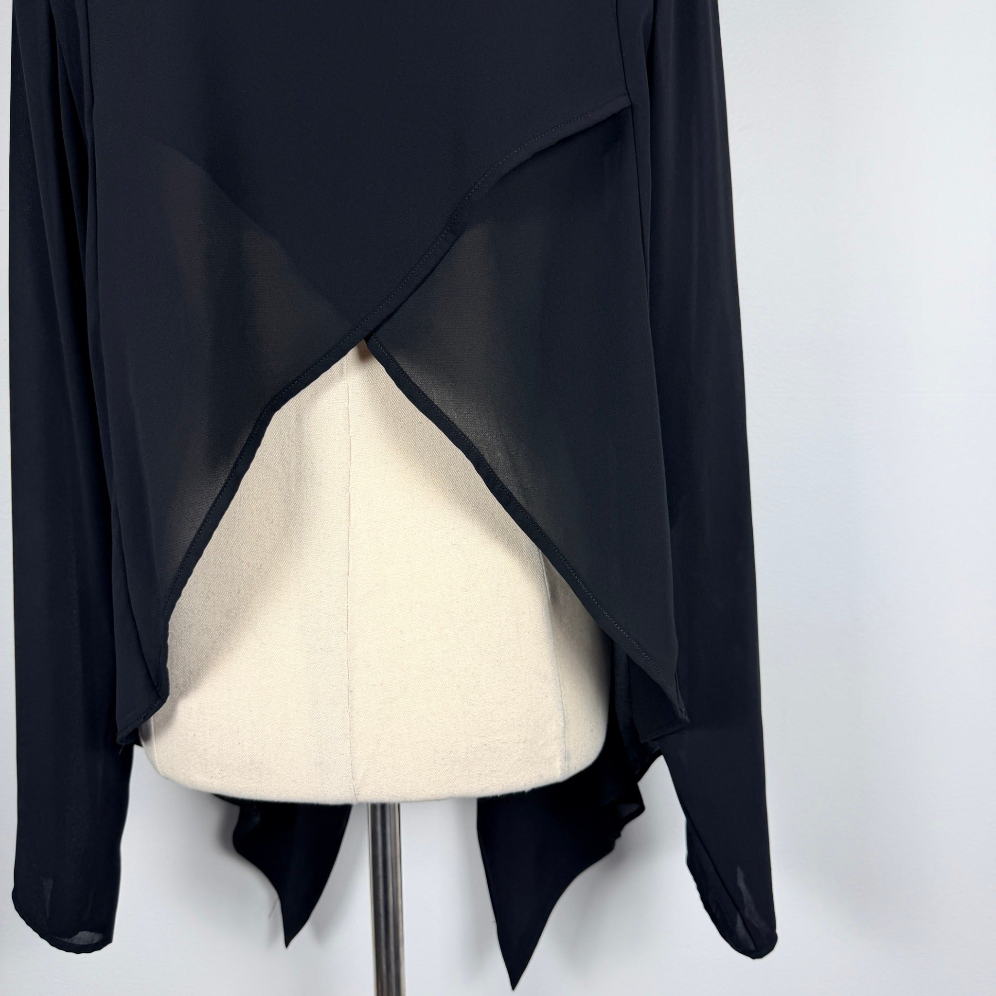 City Chic Black Polyester Chiffon Cardigan Size XS Waterfall Open Front Evening - Image 15