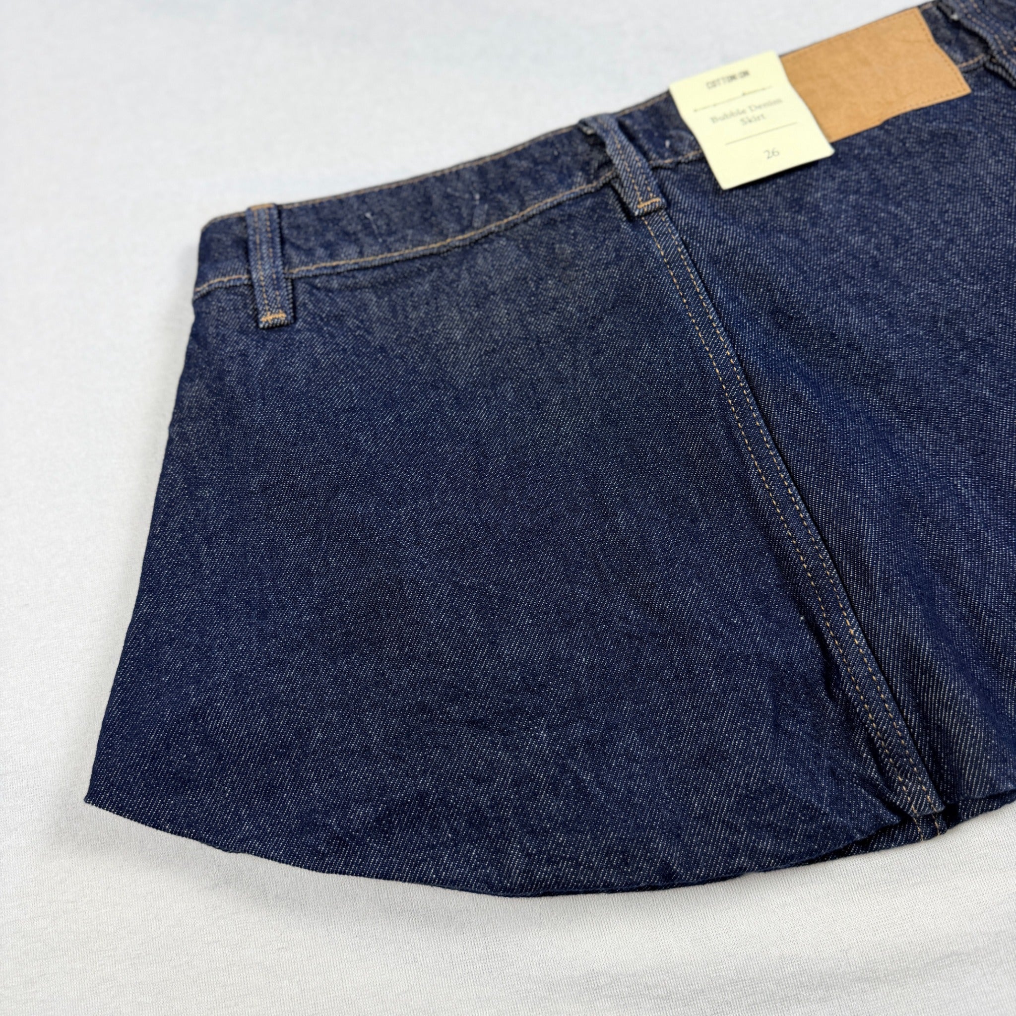 Cotton On Bubble Denim Skirt Dark Shutter Blue Cotton Size 26 Mini BNWT - Image 12