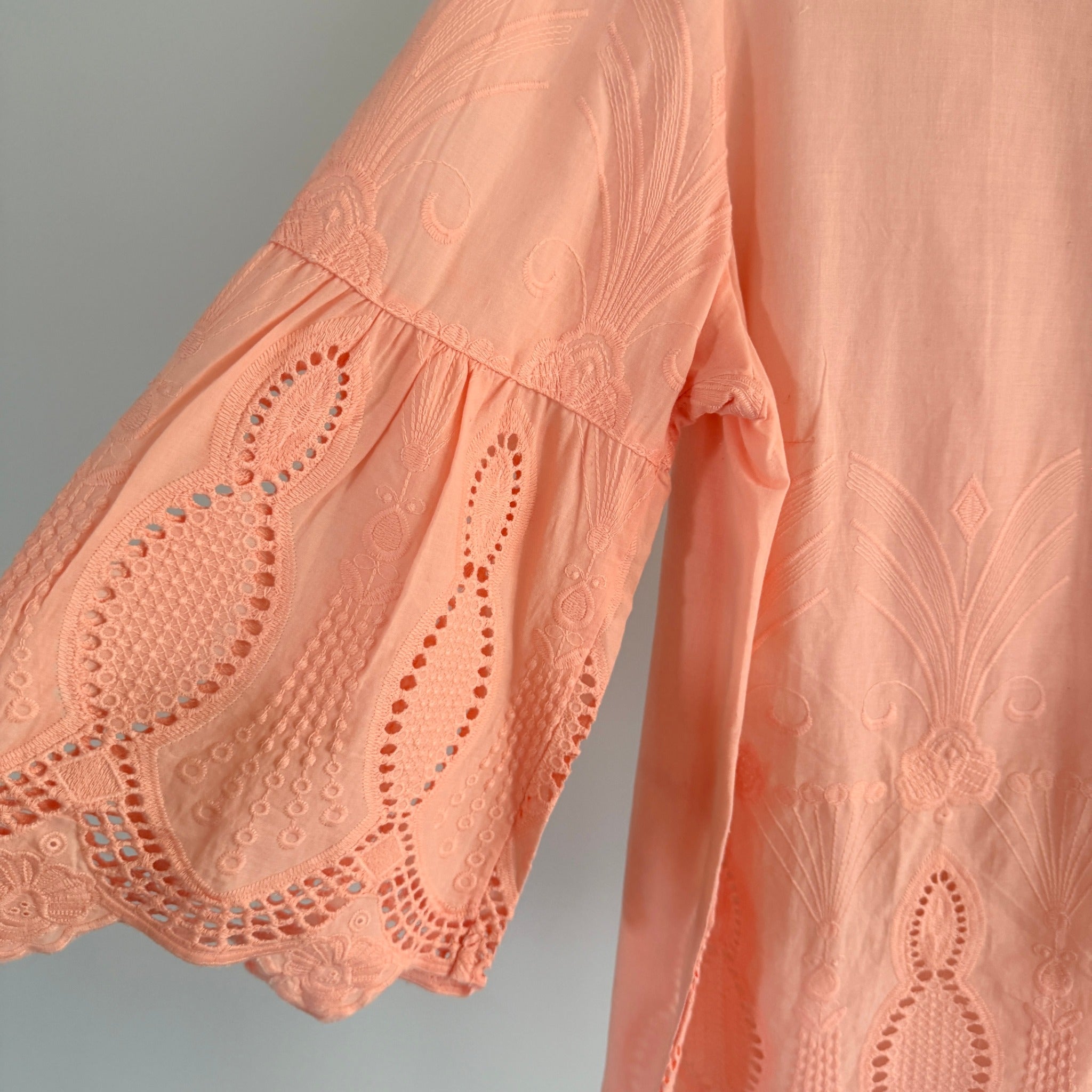 Established Peach Cotton Eyelet Lace Tunic Top Size 14 BNWT Boho Casual - Image 12