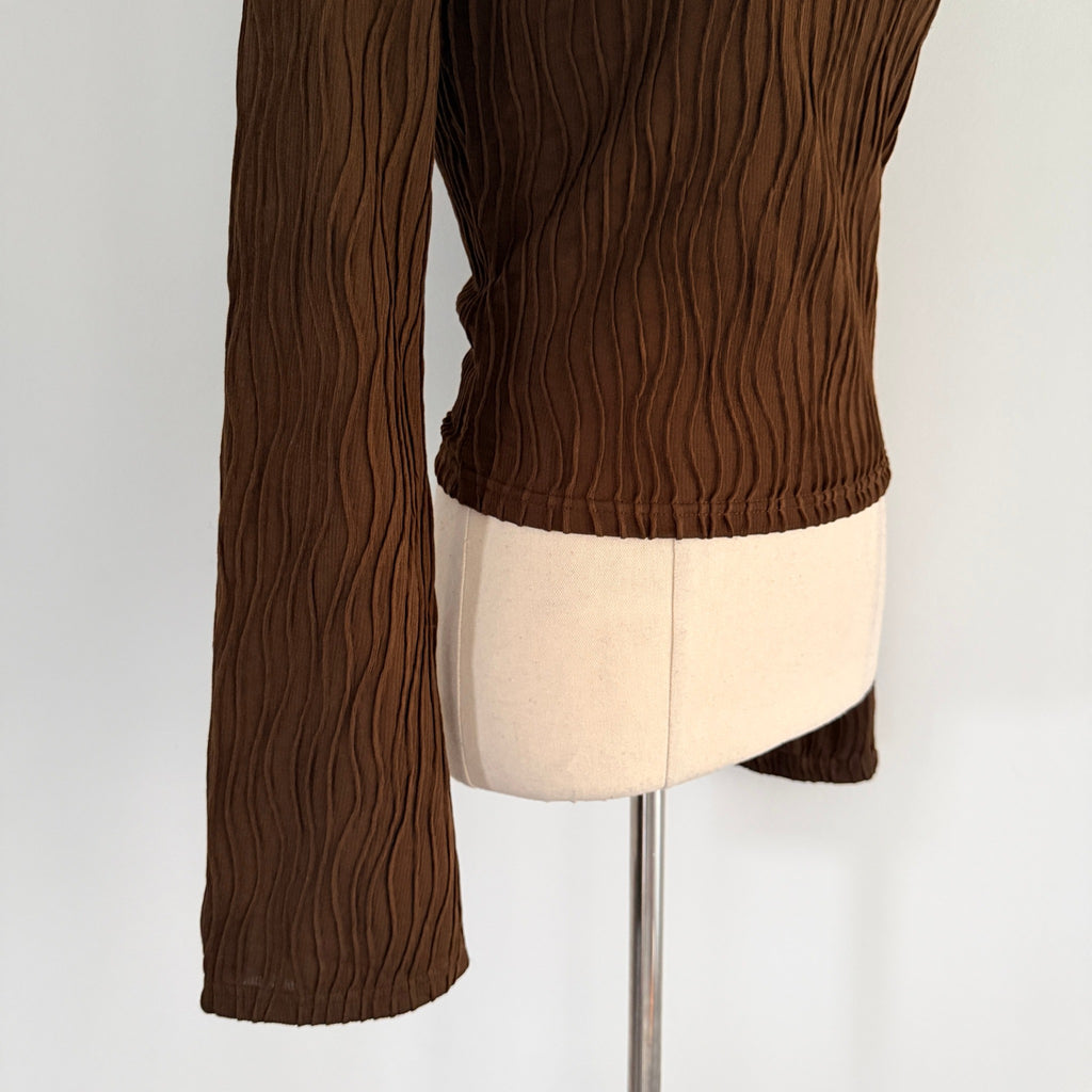 Dazie Womens Brown Polyester Elastane Long Sleeve Textured Top Size 6 Casual - Image 13