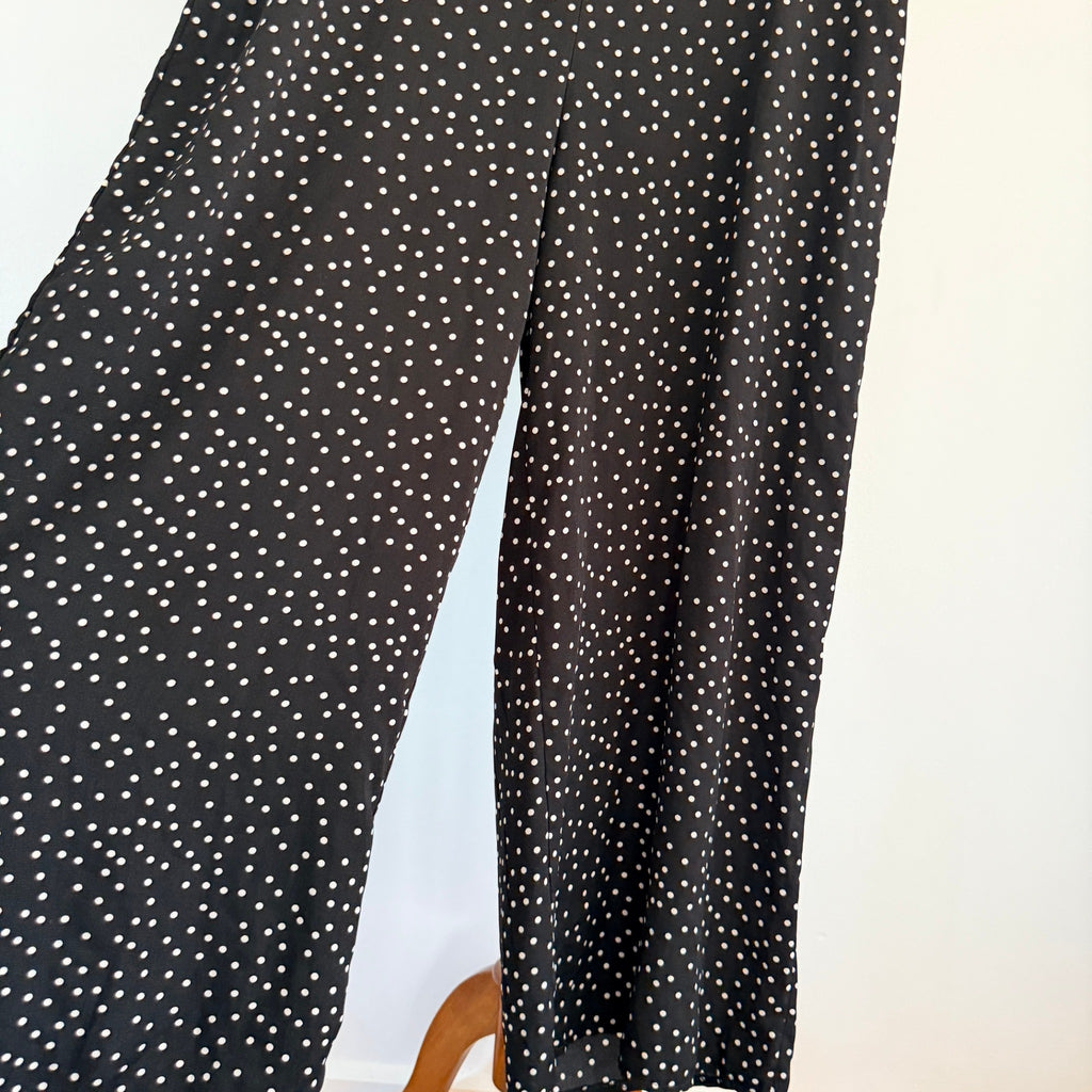 Dissh Black Polka Dot Polyester Jumpsuit Sz 14 Puff Sleeve V-Neck Party - Image 14