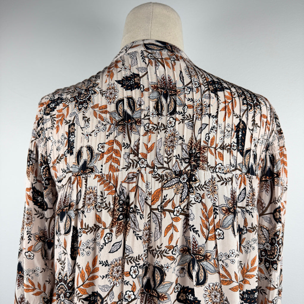 Witchery Beige Floral Print Viscose Blouse Size 6 Button Down Long Sleeve Boho - Image 4