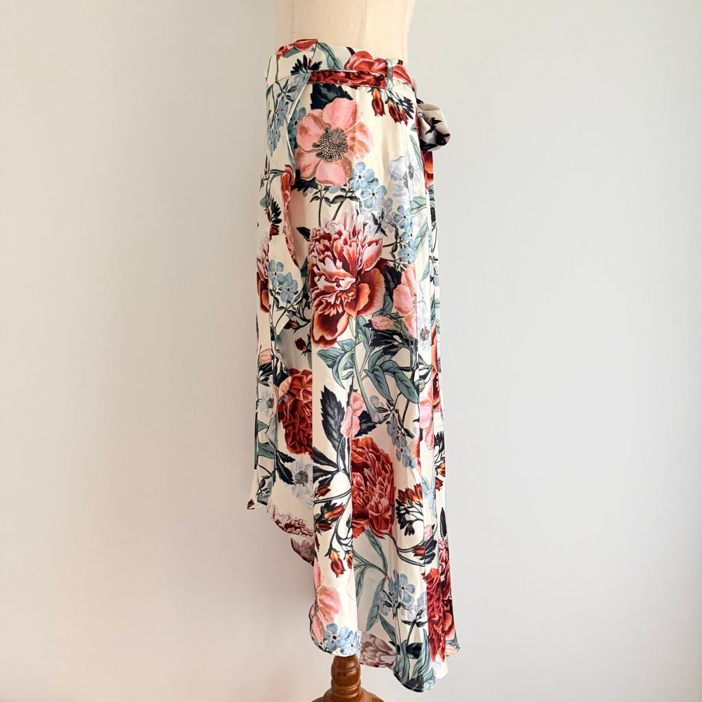 Sheike Floral Wrap Skirt - Elegant High-Low Hemline, Size 8 - Image 14