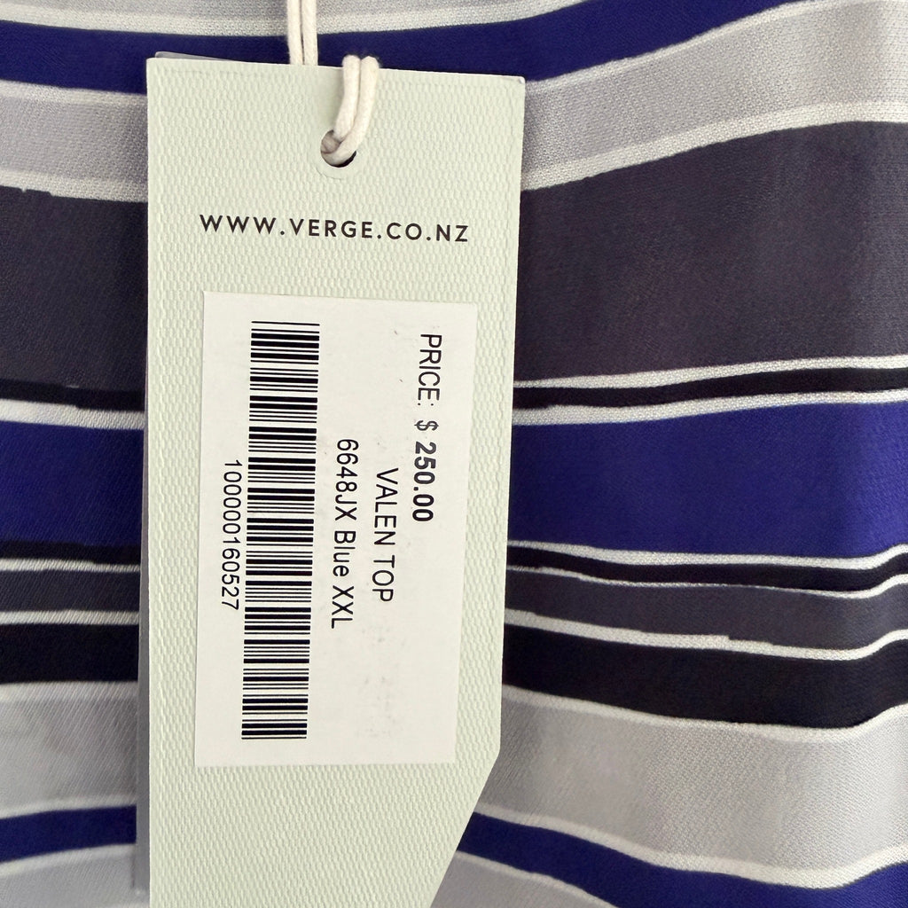 Verge Valen Top Blue Striped Viscose Blouse Womens Size XXL Designer BNWT - Image 6