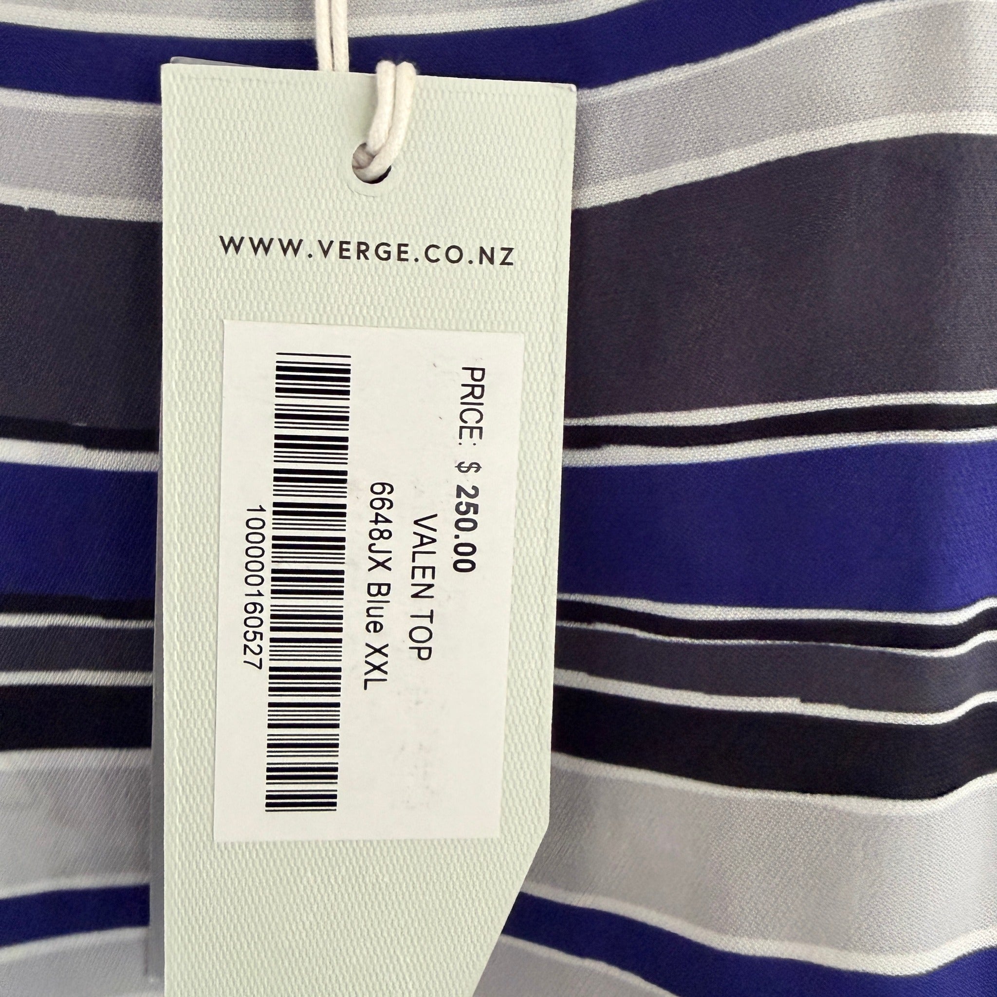 Verge Valen Top Blue Striped Viscose Blouse Womens Size XXL Designer BNWT - Image 6
