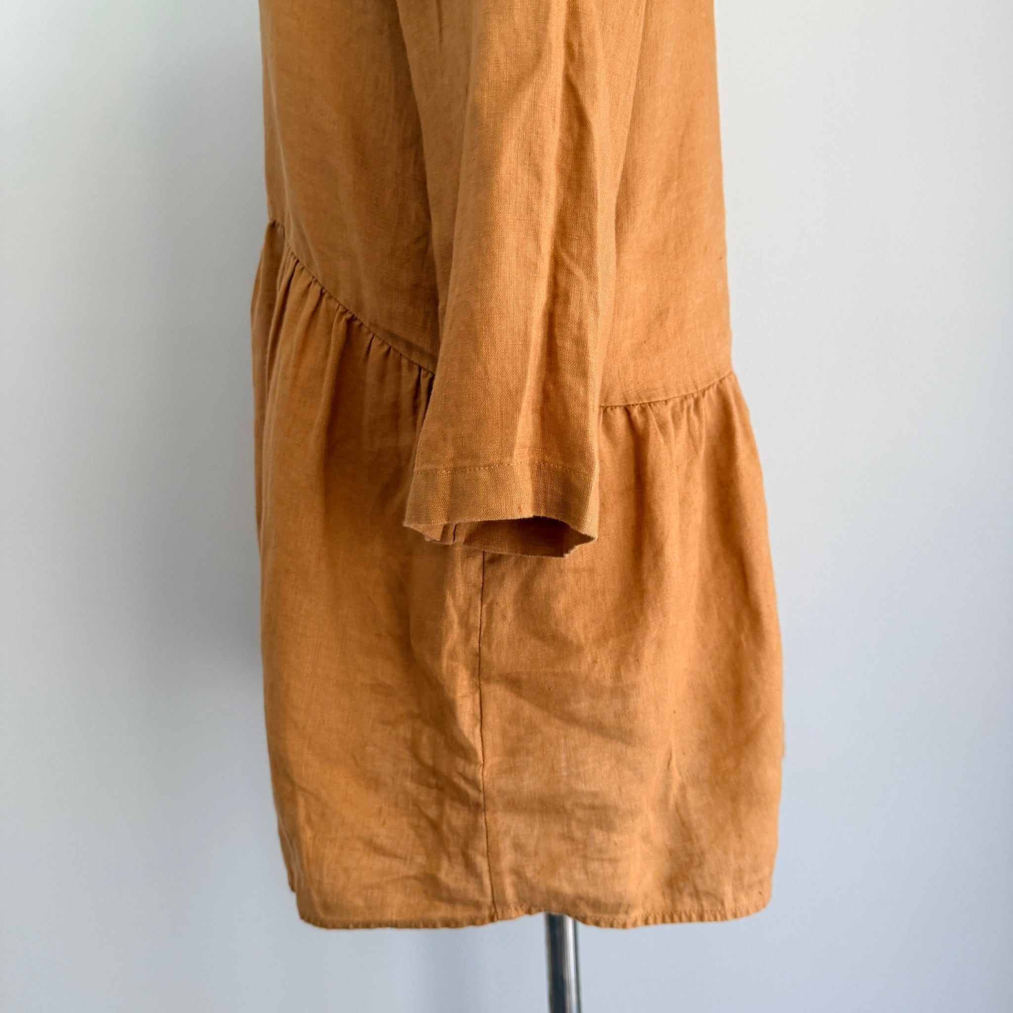 Sussan Linen Tunic Top Ochre V-Neck Button-Down Size 6 Relaxed Summer Casual - Image 16
