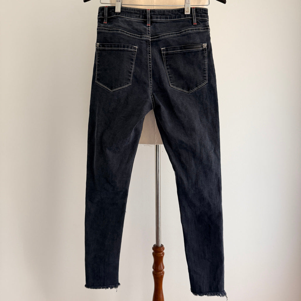 Sass & Bide Dark Wash Denim Jeans High-Rise Raw Hem Detail sz 27 - Image 4