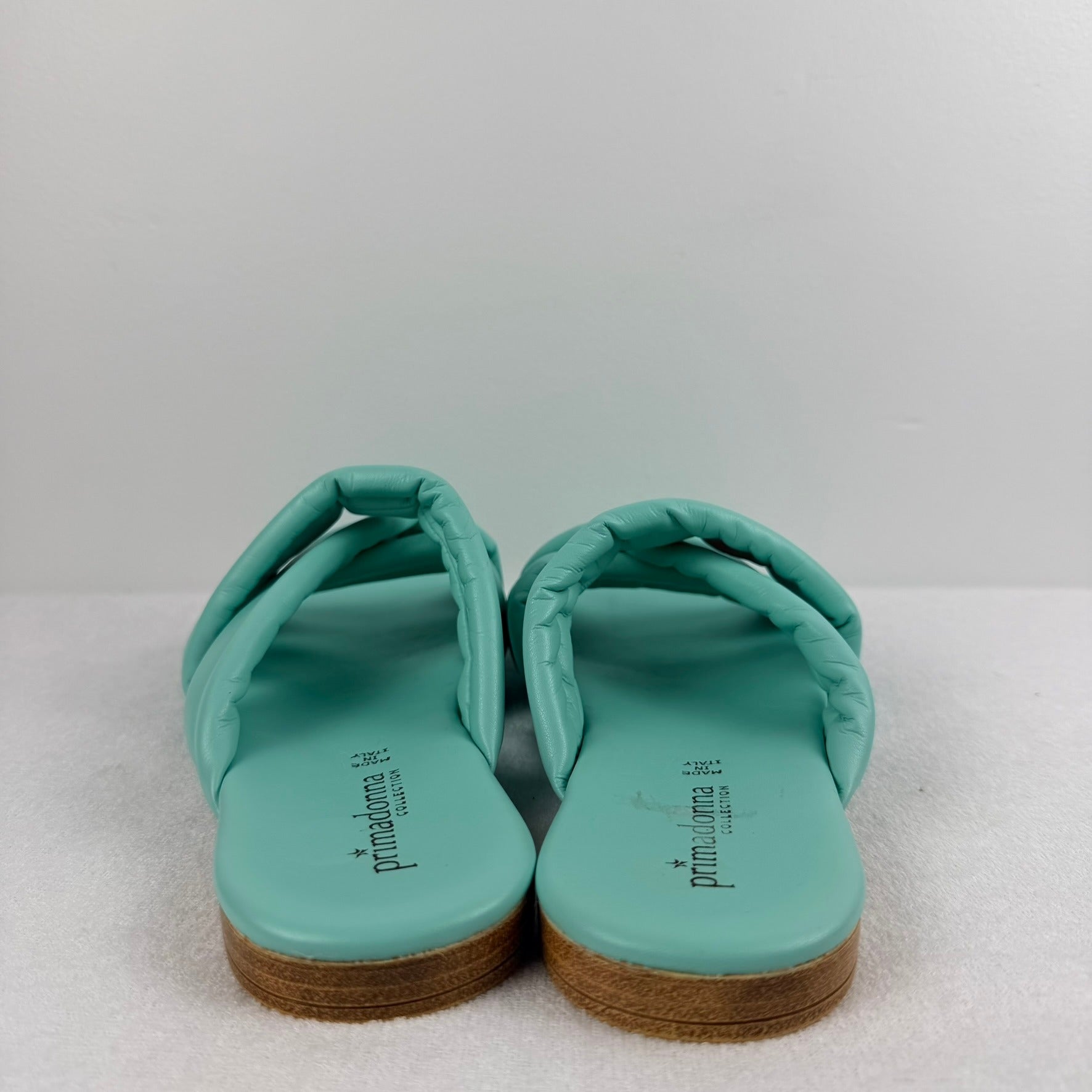 Primadonna Collection Sandals EU 38 Mint Green Leather Crossover Slide Italy - Image 6