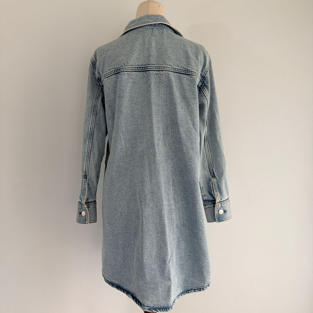 Dannii Minogue Petites Blue Cotton Denim Shirt Dress Size 10P Button Up Casual - Image 2