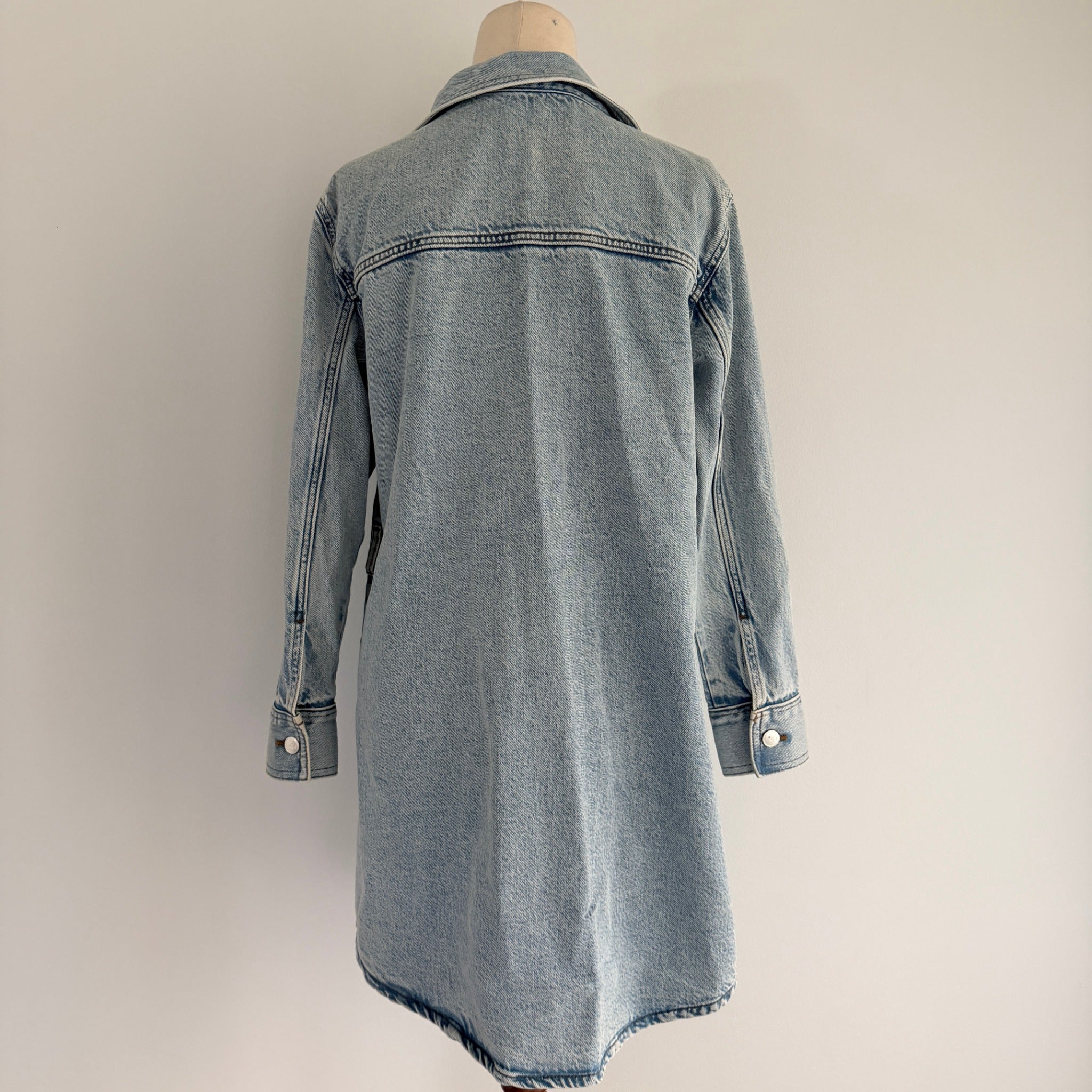 Dannii Minogue Petites Blue Cotton Denim Shirt Dress Size 10P Button Up Casual - Image 2