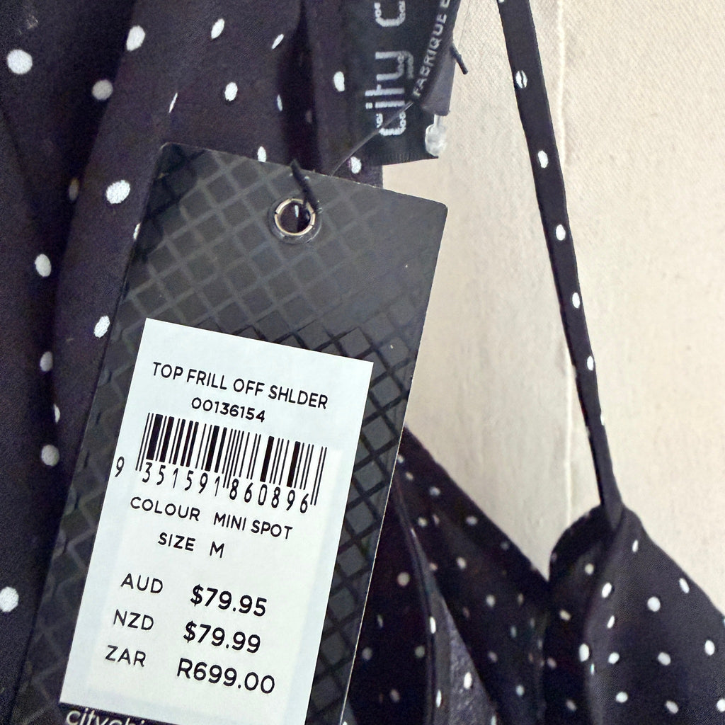 City Chic Polka Dot Black Polyester Frill Off Shoulder Top Size M BNWT NWT - Image 9