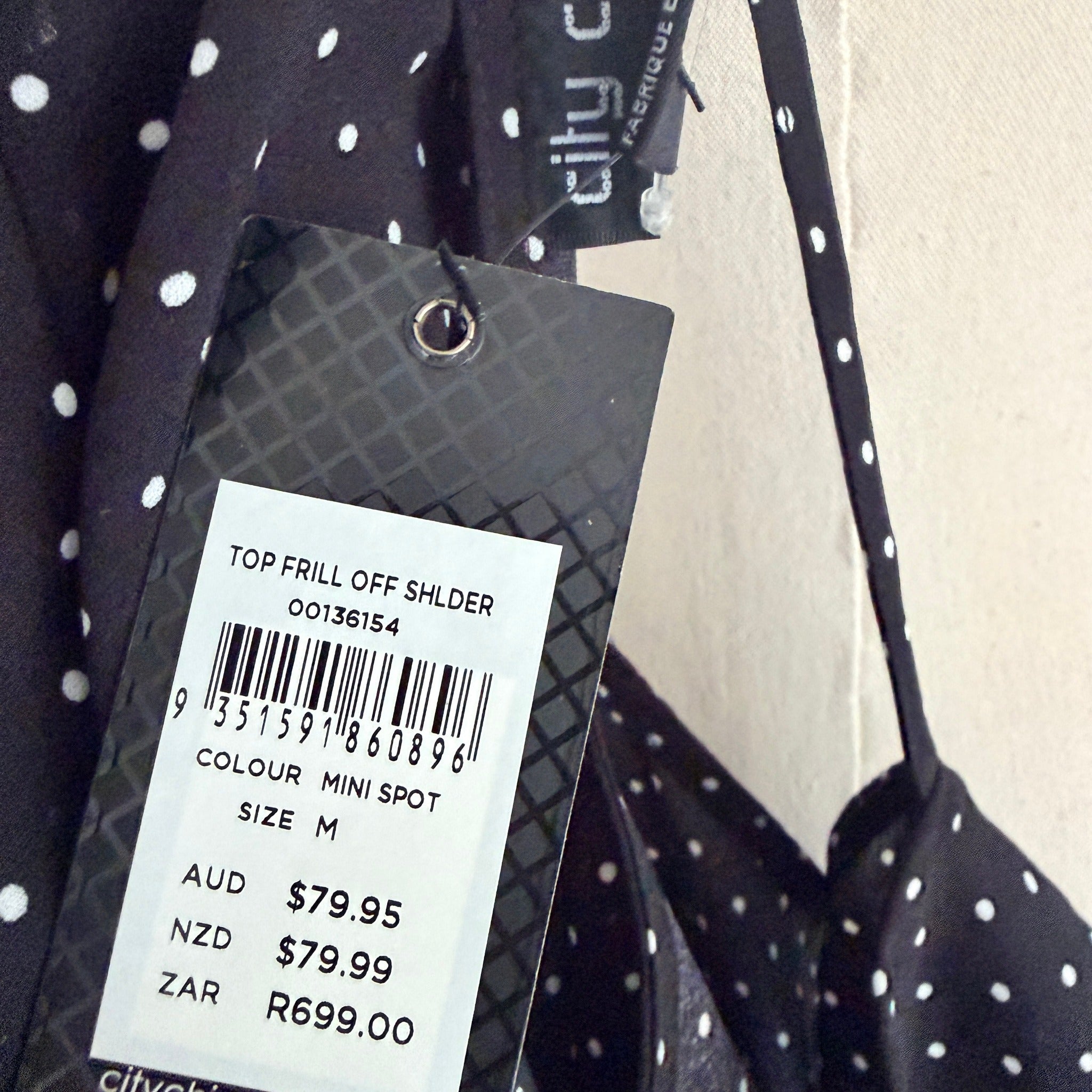 City Chic Polka Dot Black Polyester Frill Off Shoulder Top Size M BNWT NWT - Image 9