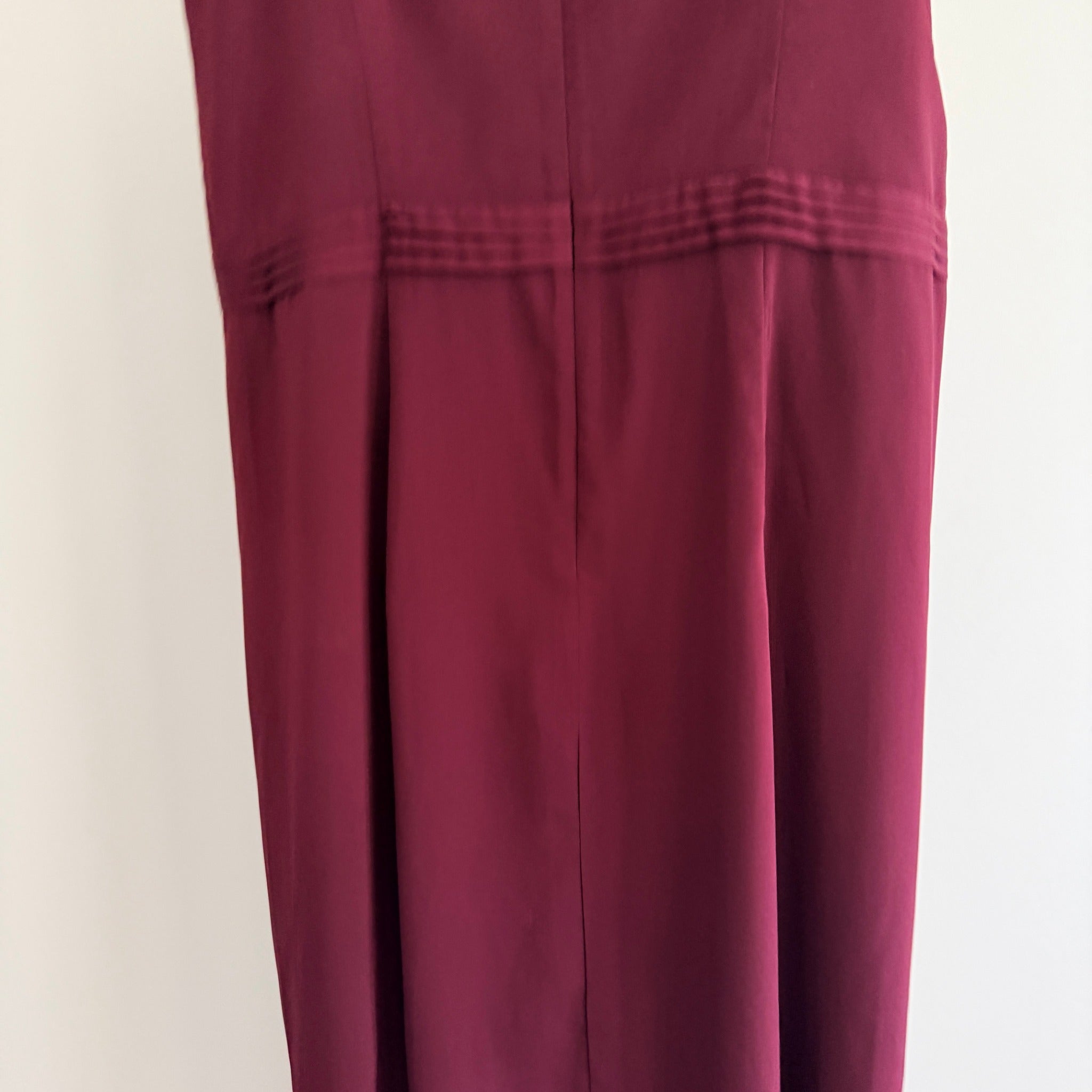 Portmans Signature Midi Dress Burgundy Draped Bodice Wrap Style Size 16 Party - Image 11