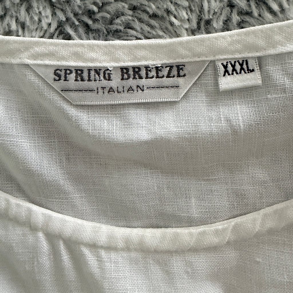 Spring Breeze White Linen Sleeveless Top Sz XXXL Floral Embroidered Summer - Image 4