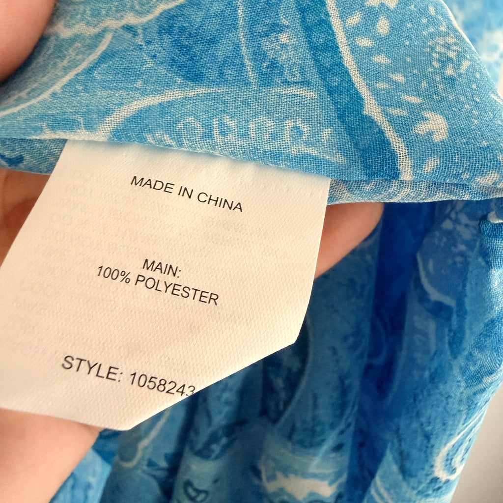 Beme Blue White Paisley Polyester Kaftan Top Size XXL Boho Beach Cover Up BNWT - Image 6